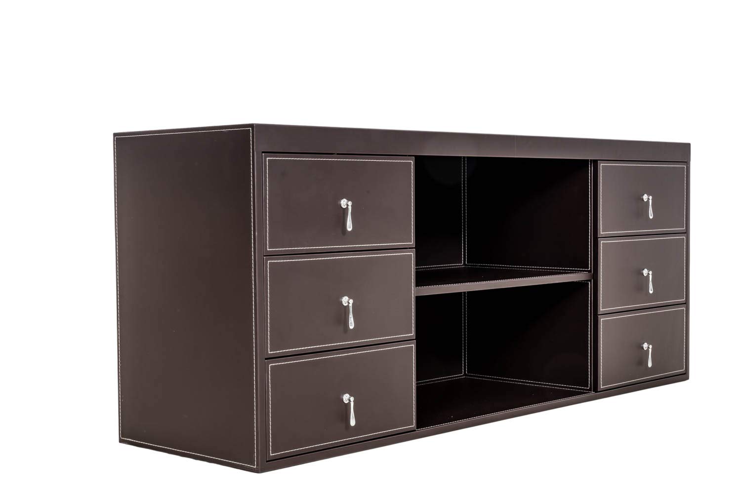 jet-line-padova-sideboard-160-cm-braun-kunstleder-mit-ziern-hten image 2