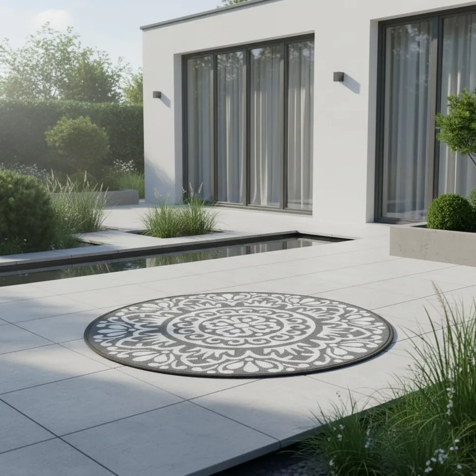 jet-line-rondo-outdoor-teppich-rund-120-cm-dunkelgrau-wetterfest-polypropylen image 1