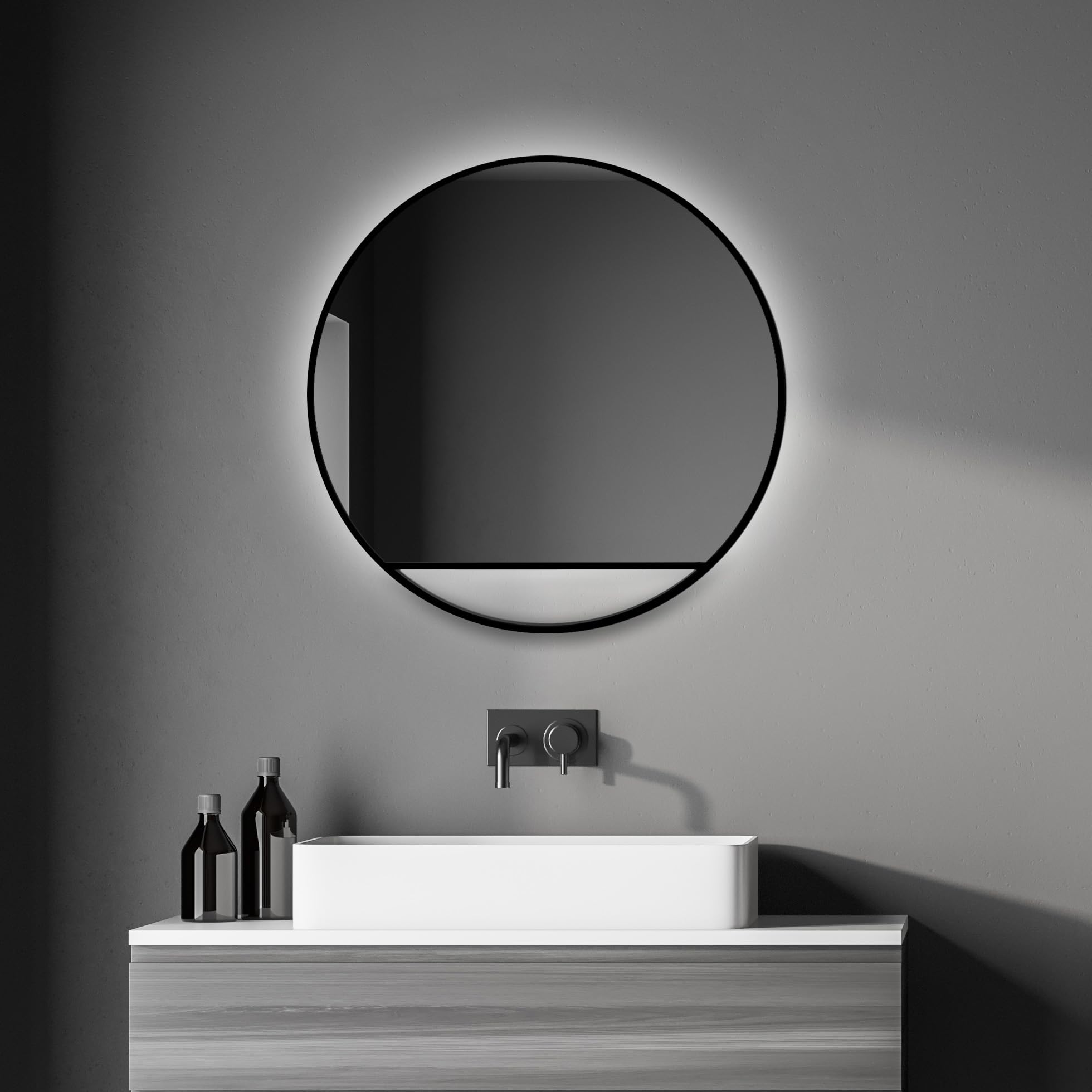 talos-wandspiegel-black-hole-light-led-schwarz-matt-60-cm image 1
