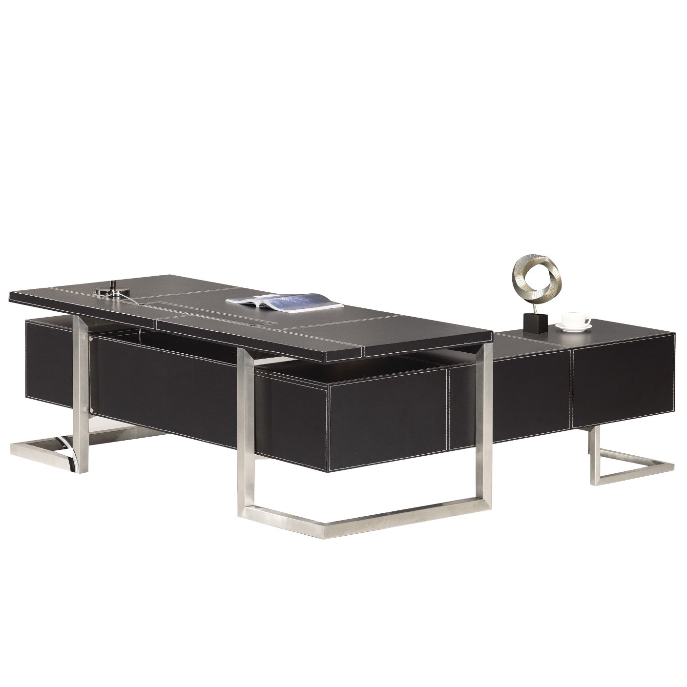 jet-line-chefschreibtisch-venedig-links-schwarz-2-2m image 1