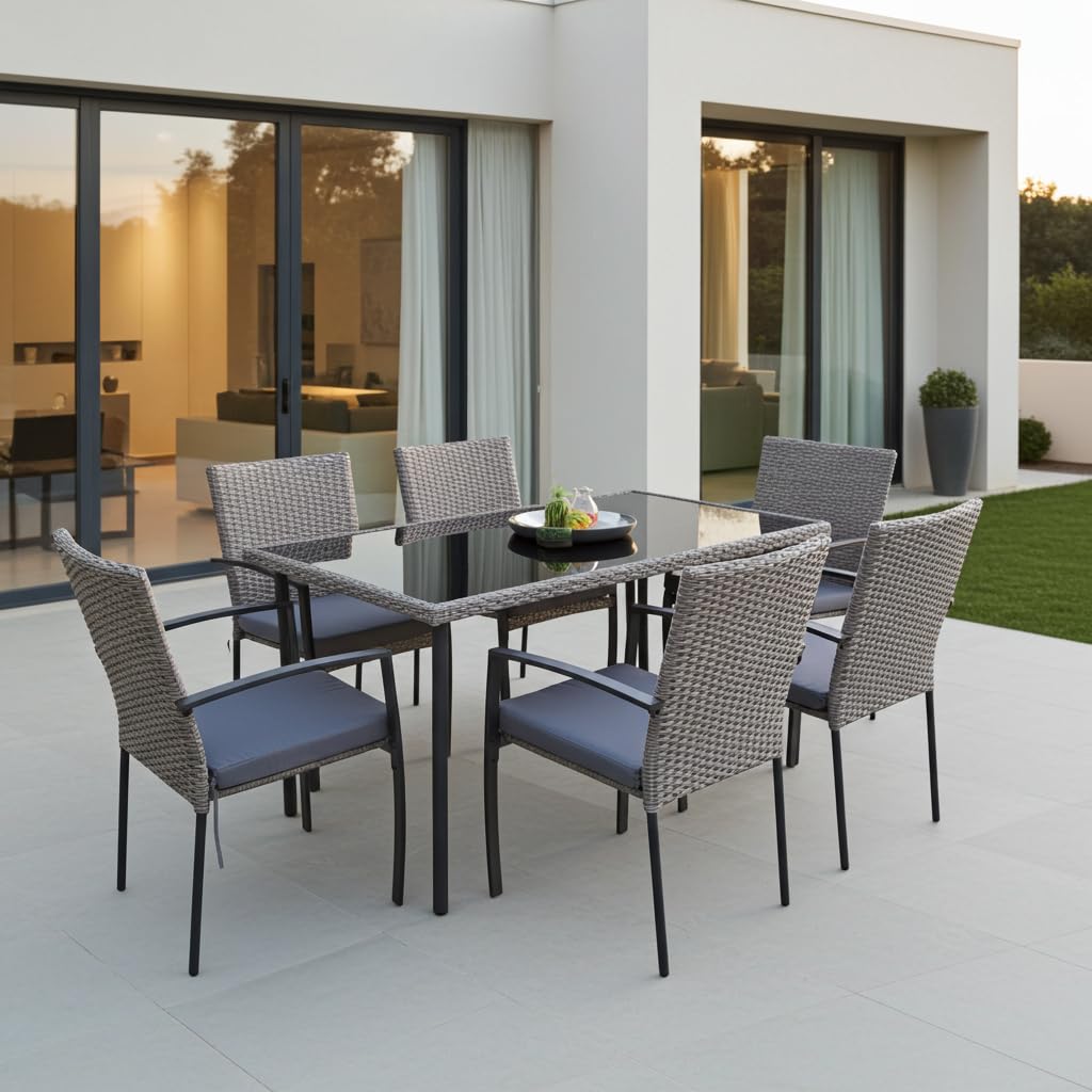 jet-line-carlo-garten-essgruppe-polyrattan-grau-6-st-hle-tisch image 2