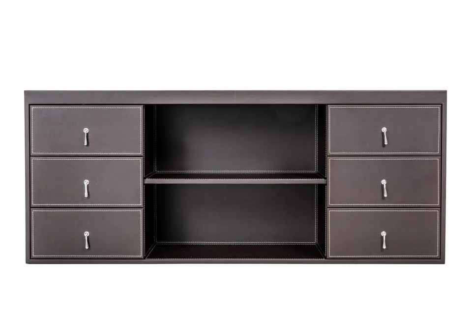 jet-line-padova-sideboard-160-cm-braun-kunstleder-mit-ziern-hten image 1
