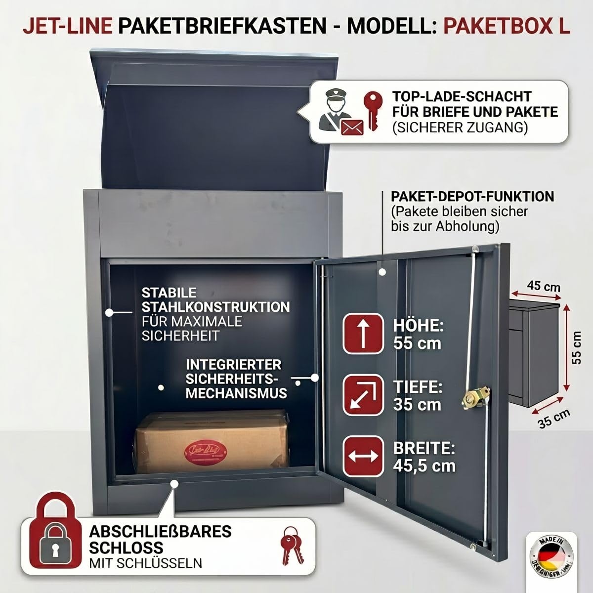 jet-line-smart-parxel-box-paketbox-anthrazit-59x36-5x45-5cm image 2