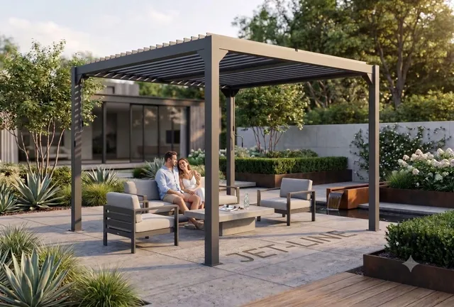 jet-line-pergola-dubai-ii-3x3-m-anthrazit-pavillon-mit-lamellendach-aluminium image 1