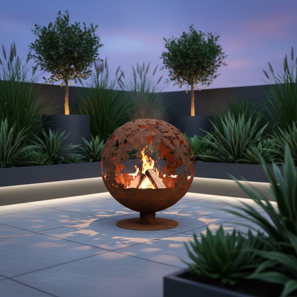 jet-line-world-firebowl-kugel-feuerstelle-rostoptik-bl-tter-58-x-58-x-66-cm-stah image 6
