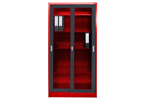 jet-line-aktenschrank-st-petersburg-90x40x185-cm-dunkelgrau-rot-glas-schiebet-re image 5
