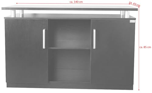 jet-line-orly-b-roschrank-sideboard-schwarz-1400-x-430-x-850-mm-mit-2-t-ren image 5