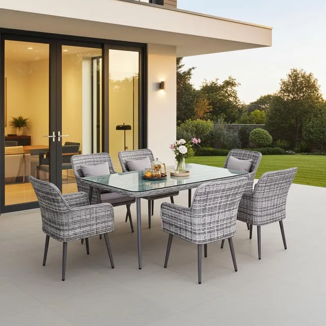 jet-line-quito-gartenm-bel-set-essgruppe-grau-polyrattan-6-st-hle-tisch-200-cm image 1