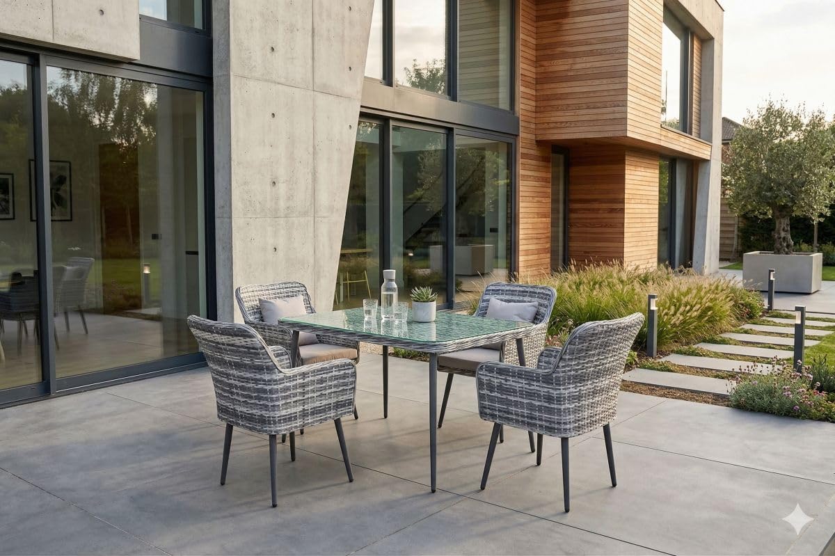 jet-line-lima-gartenm-bel-set-essgruppe-grau-polyrattan-4-st-hle-tisch-150-cm image 4