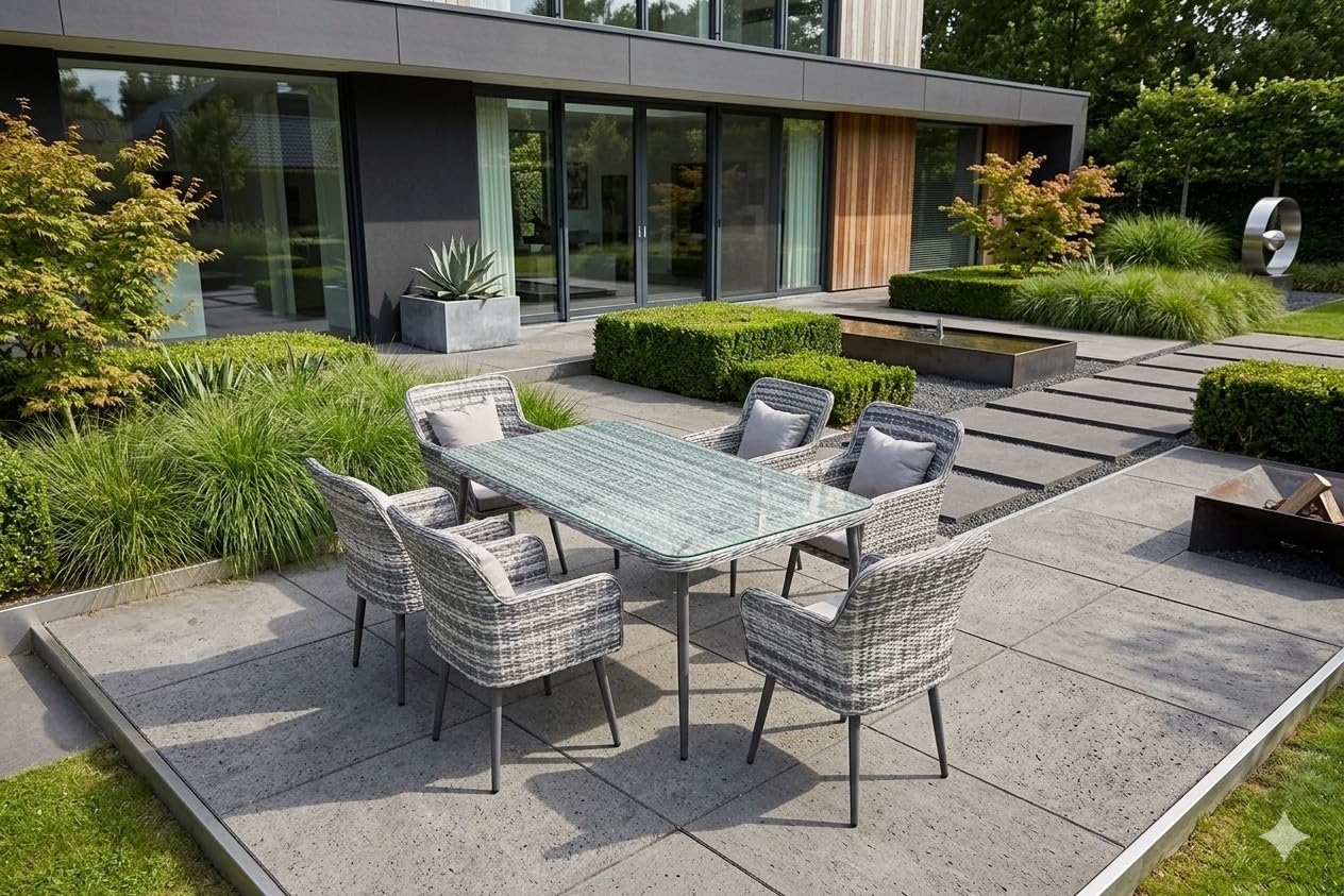 jet-line-quito-gartenm-bel-set-essgruppe-grau-polyrattan-6-st-hle-tisch-200-cm image 2