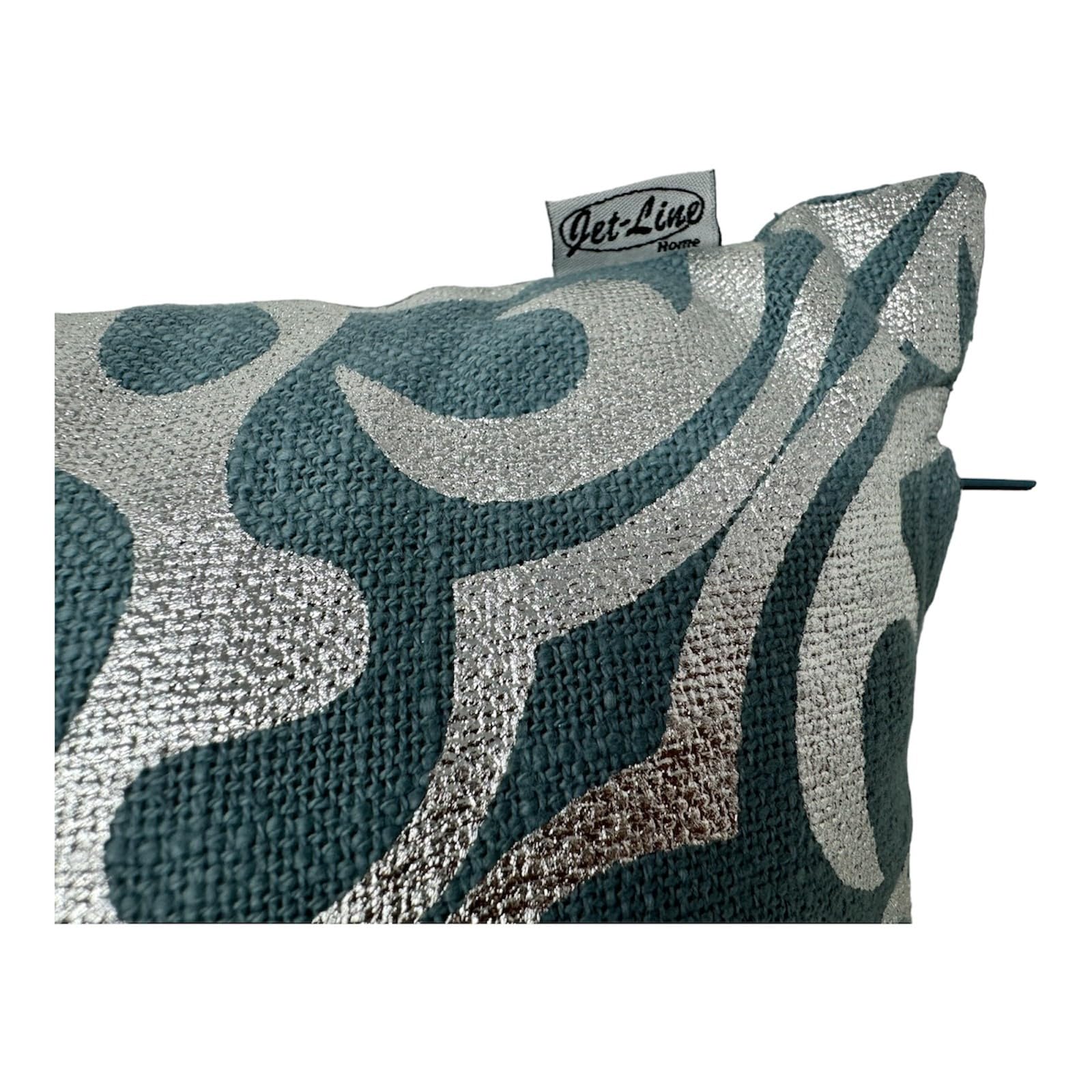 jet-line-ornament-deko-kissen-set-2er-40x40-cm-petrol-silber-inkl-f-llung image 6