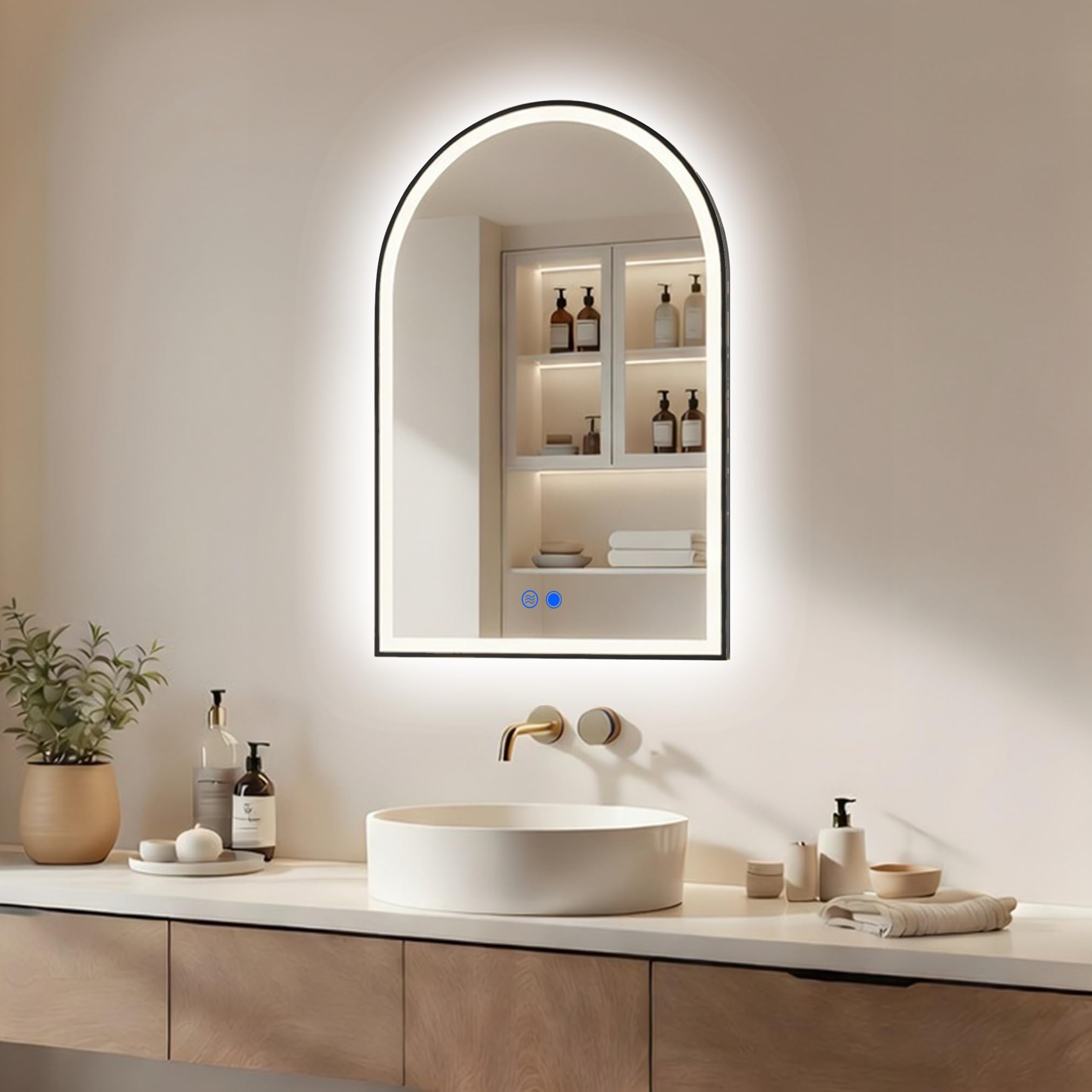 artforma-mch016-led-badspiegel-bogen-60x90-cm-schwarz-matt-mit-heizung image 1
