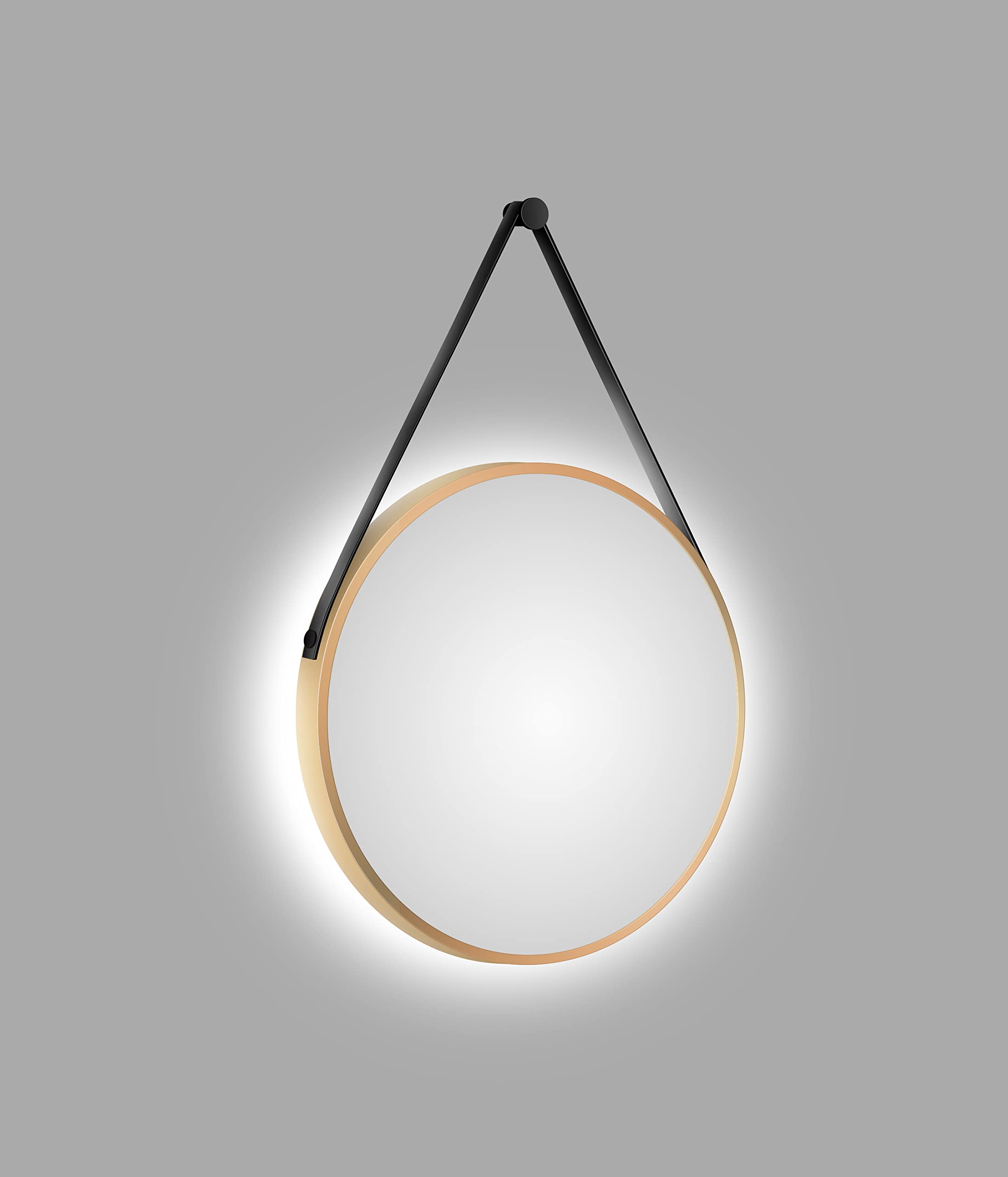talos-runder-led-wandspiegel-gold-matt-50-cm-mit-lederband image 3
