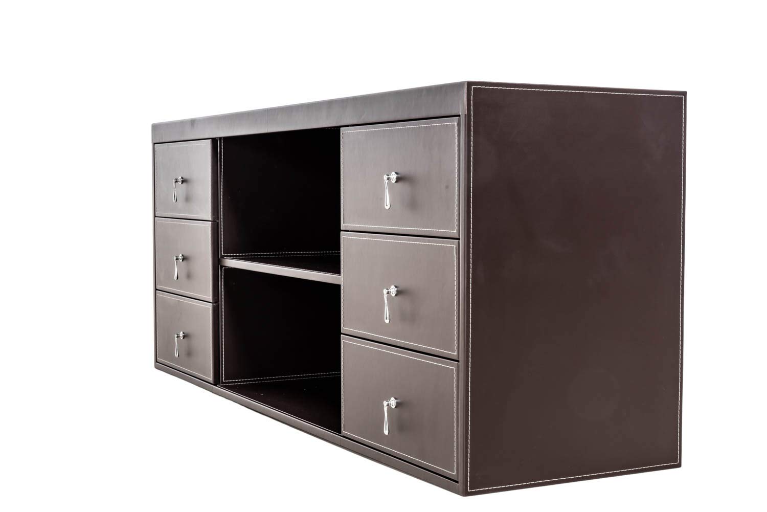 jet-line-padova-sideboard-160-cm-braun-kunstleder-mit-ziern-hten image 4