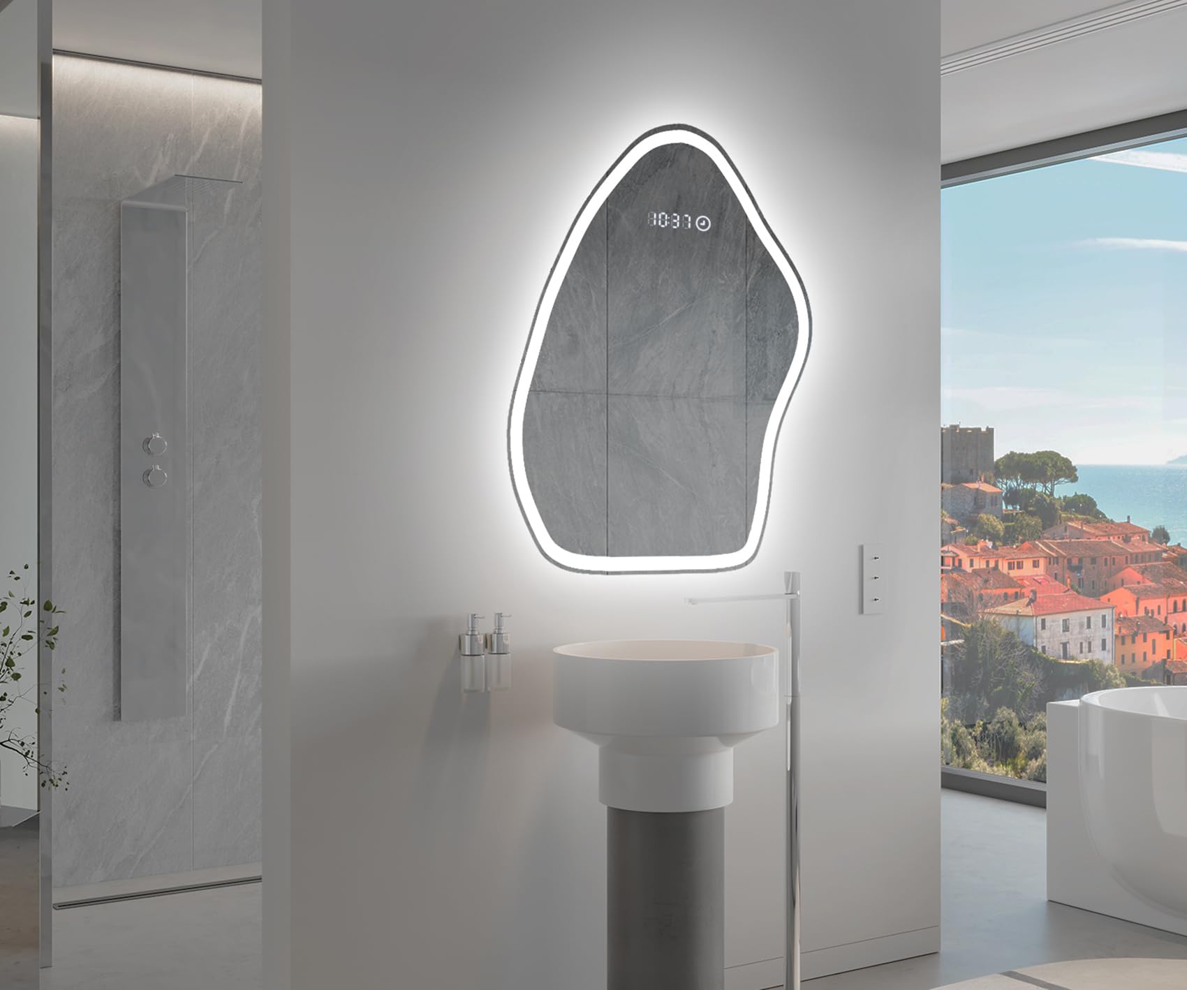 artforma-glz222-led-badspiegel-64x84-cm-asymmetrisch-ohne-rahmen image 1