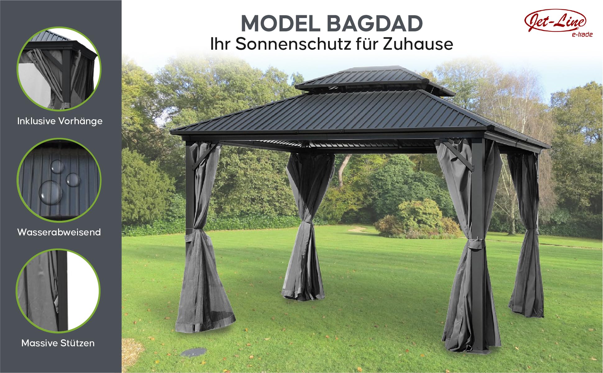 jet-line-bagdad-pavillon-pergola-3-65x3-65-m-alu-metalldach image 1
