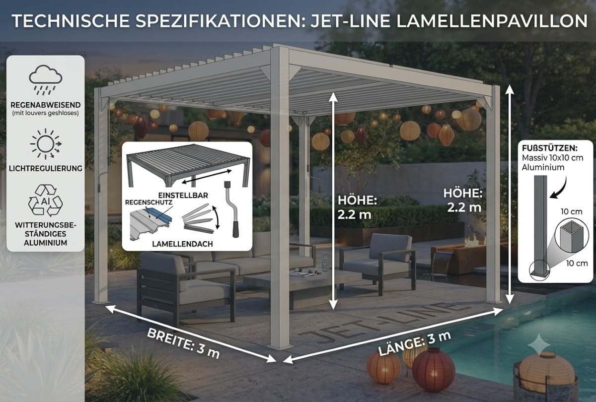 jet-line-pergola-dubai-ii-3x3-m-anthrazit-pavillon-mit-lamellendach-aluminium image 3