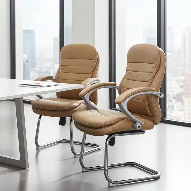 jet-line-besprechungsstuhl-bergamo-echtleder-beige-freischwinger image 1