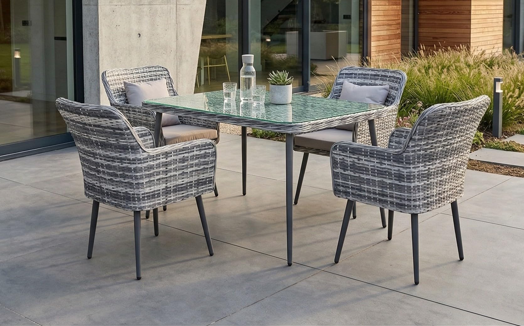 jet-line-lima-gartenm-bel-set-essgruppe-grau-polyrattan-4-st-hle-tisch-150-cm image 1