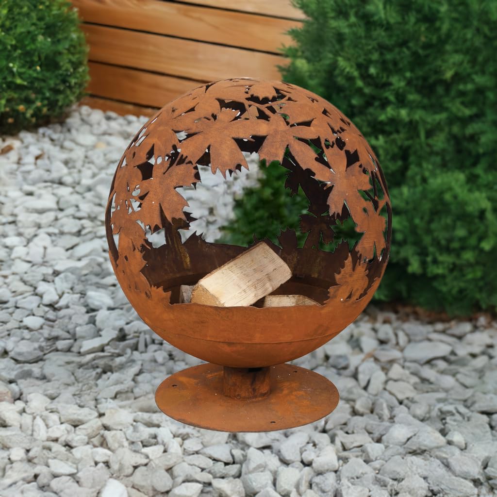 jet-line-world-firebowl-kugel-feuerstelle-rostoptik-bl-tter-58-x-58-x-66-cm-stah image 2