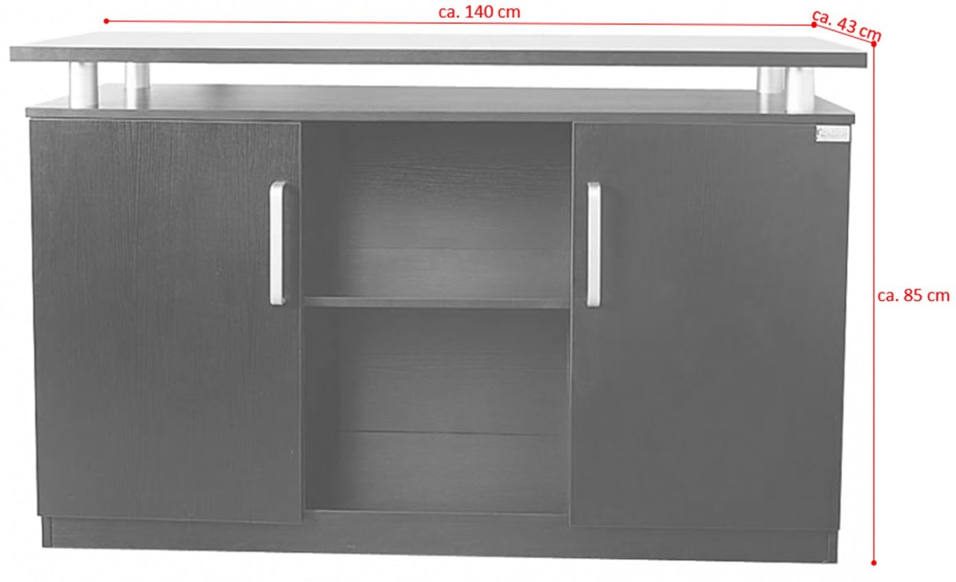 jet-line-orly-b-roschrank-sideboard-schwarz-1400-x-430-x-850-mm-mit-2-t-ren image 2