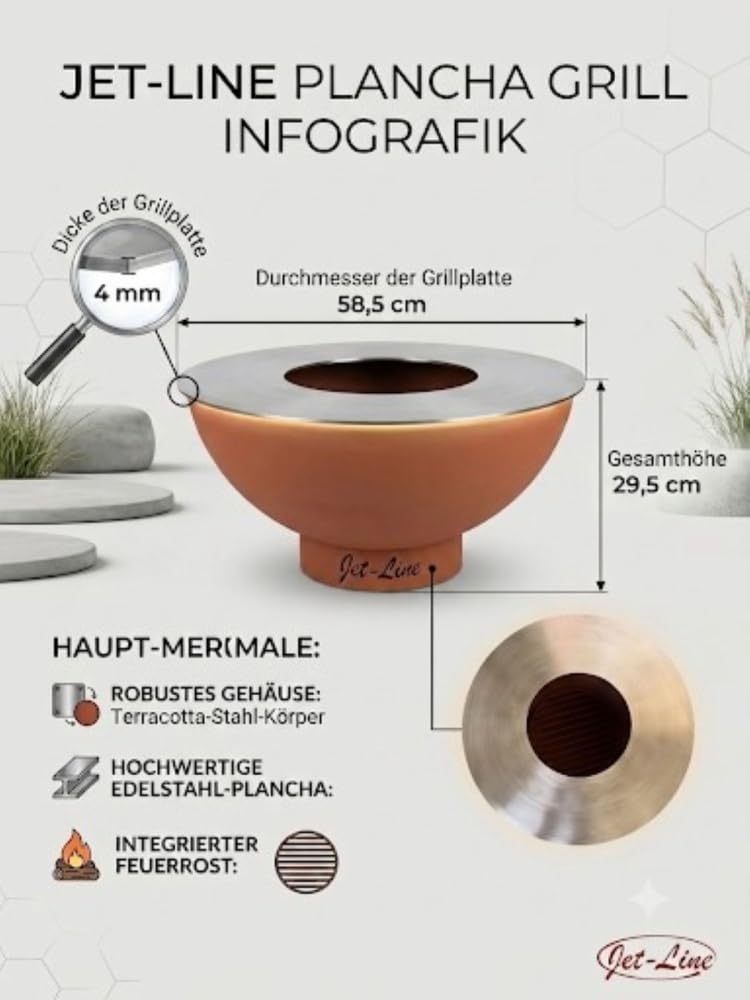 jet-line-planchafire-pro-feuerschale-grill-56-cm-rostoptik-edelstahl image 4