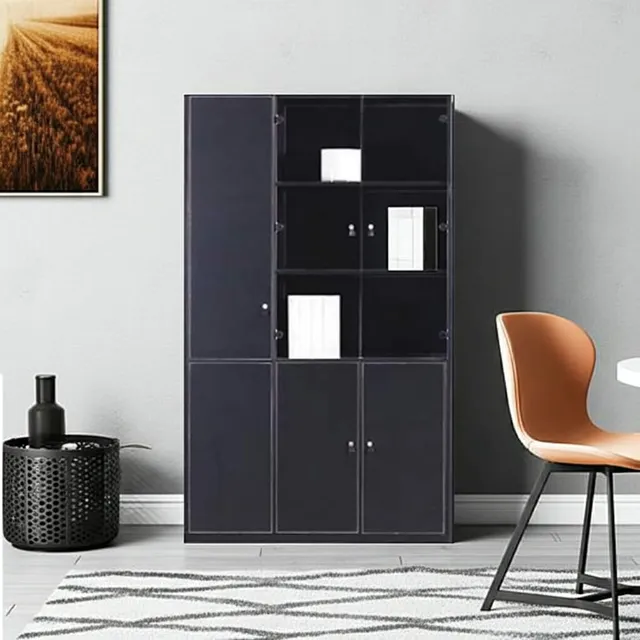 jet-line-prato-aktenschrank-b-roschrank-120x40x200-cm-schwarz-kunstleder image 1