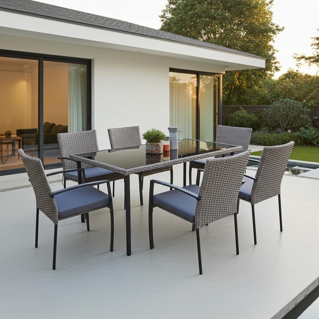 jet-line-carlo-garten-essgruppe-polyrattan-grau-6-st-hle-tisch image 1