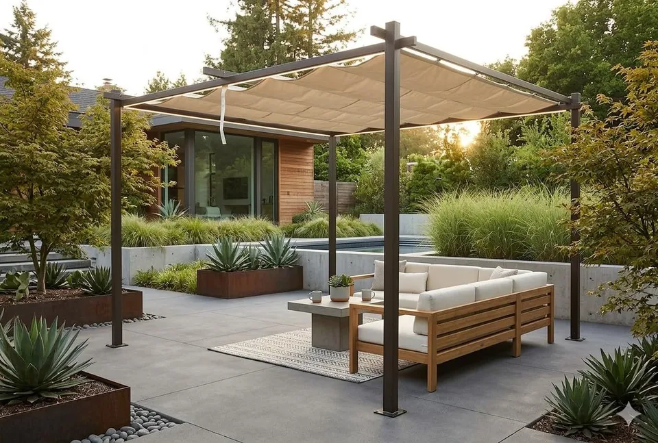 jet-line-luxor-light-metall-pavillon-4-x-3-m-anthrazit-beige-pergola-mit-schiebe image 1