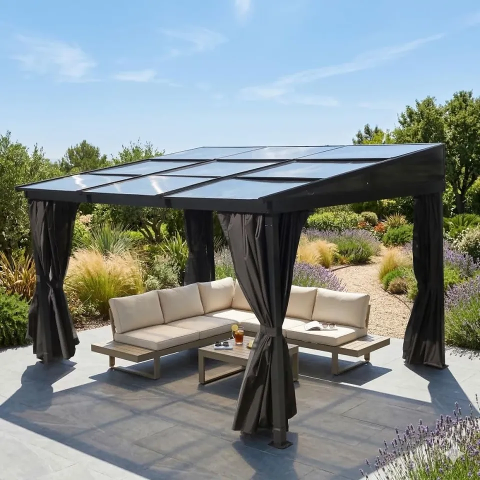 jet-line-karoom-aluminium-luxus-pavillon-3-x-3-6-m-anthrazit-mit-schiebedach image 1