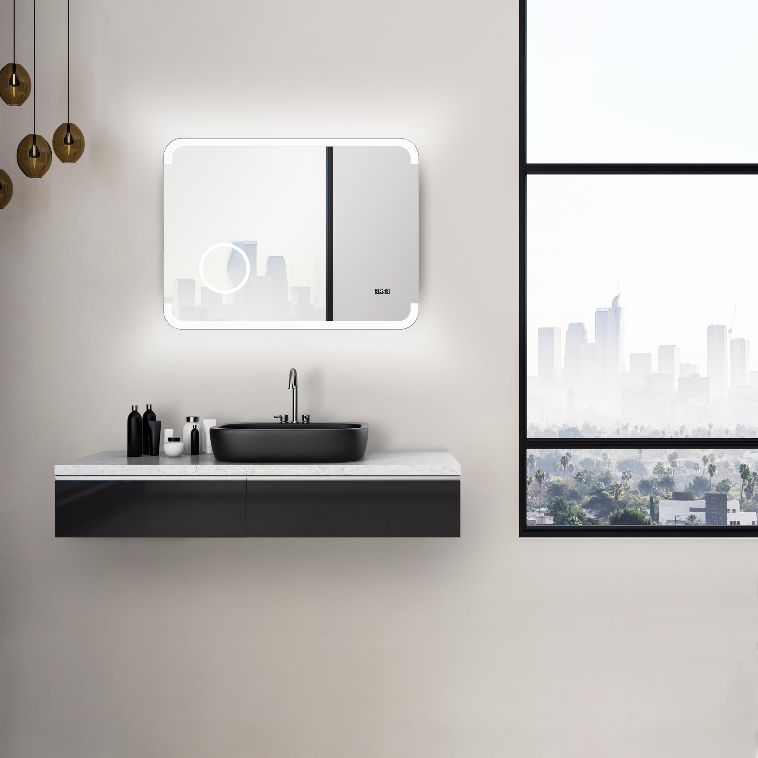 talos-harmony-led-badspiegel-80x60-cm-mit-uhr-und-kosmetikspiegel image 3