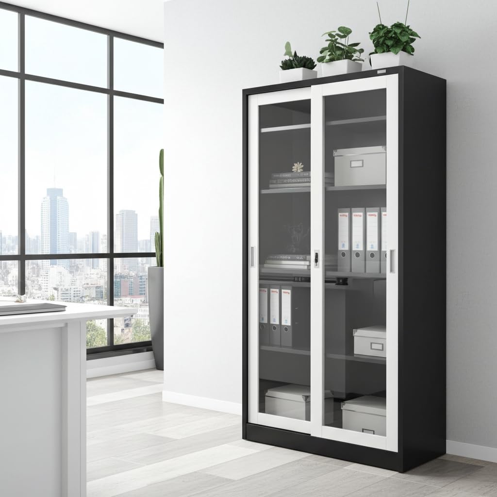 jet-line-aktenschrank-st-petersburg-90x40x185-cm-dunkelgrau-wei-glas-schiebet-re image 2