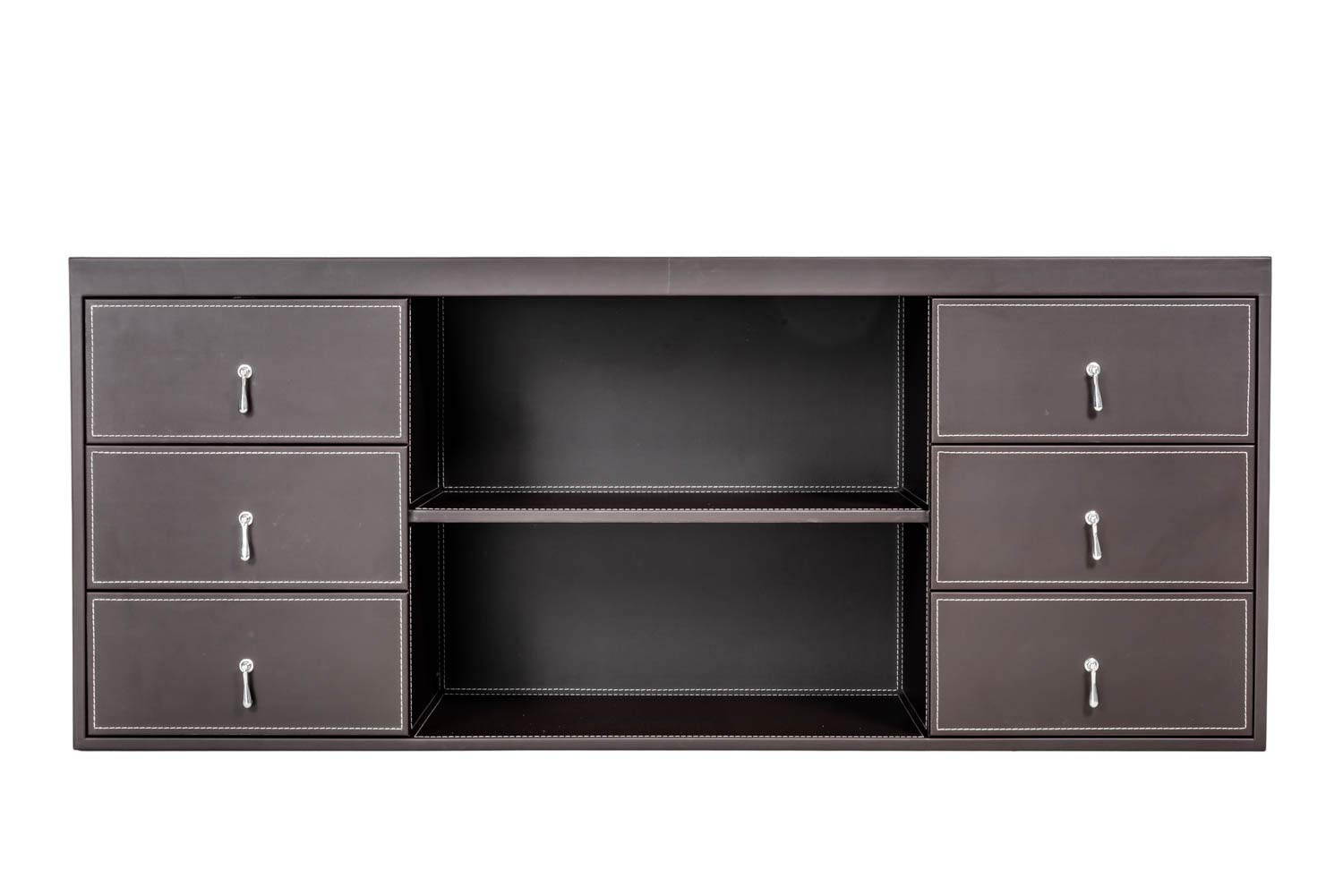 jet-line-padova-sideboard-160-cm-braun-kunstleder-mit-ziern-hten image 1