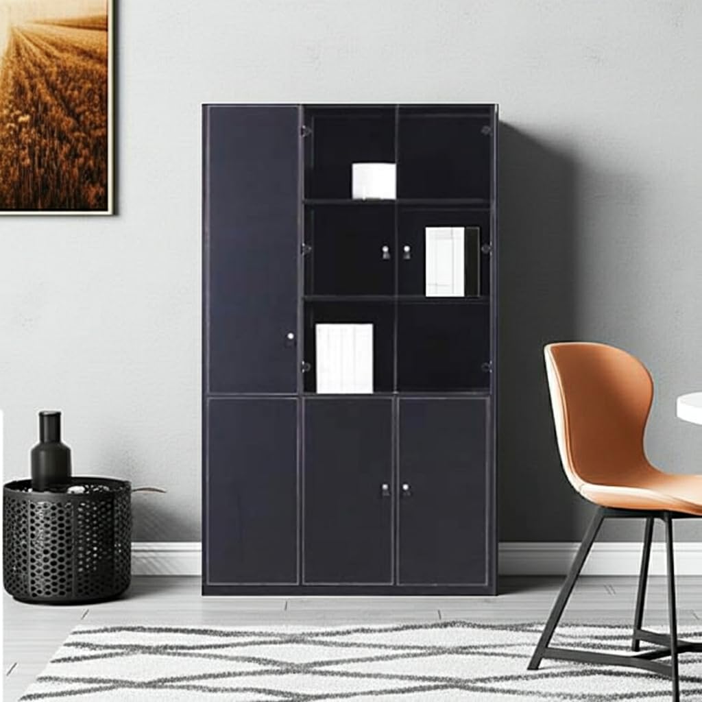 jet-line-prato-aktenschrank-b-roschrank-120x40x200-cm-schwarz-kunstleder image 1