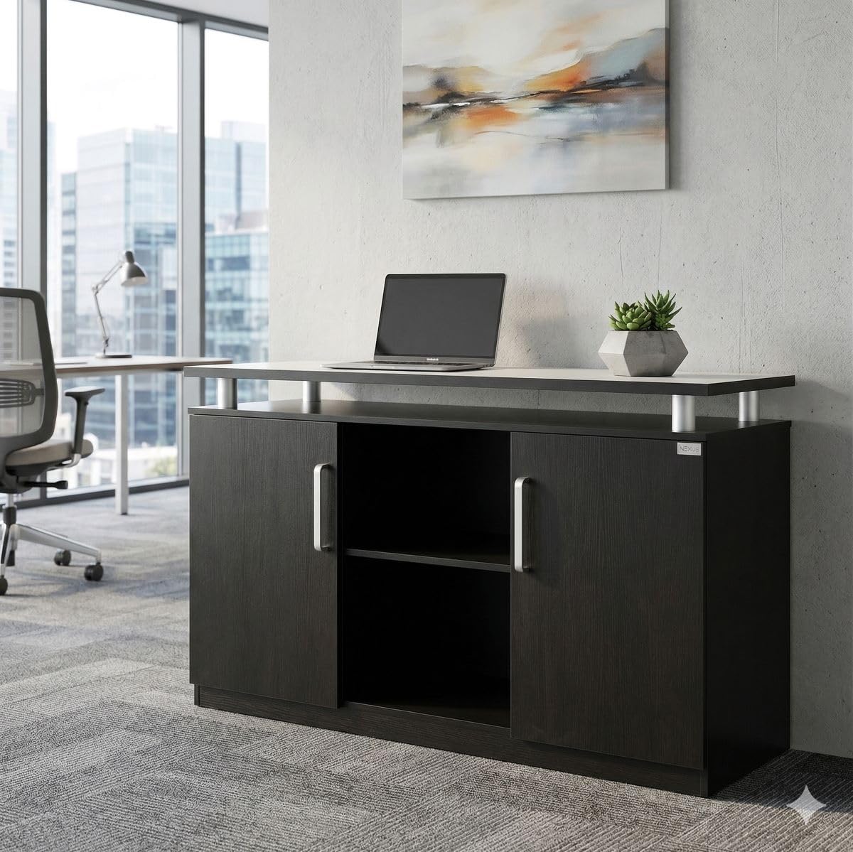 jet-line-orly-b-roschrank-sideboard-schwarz-1400-x-430-x-850-mm-mit-2-t-ren image 1