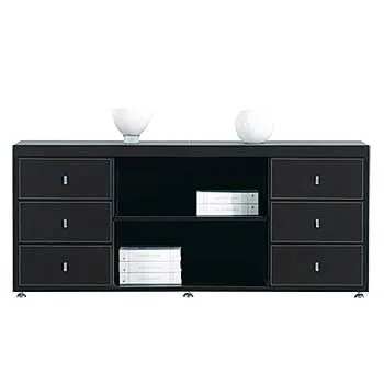 jet-line-padova-sideboard-highboard-160x45x66-cm-schwarz-kunstleder image 1