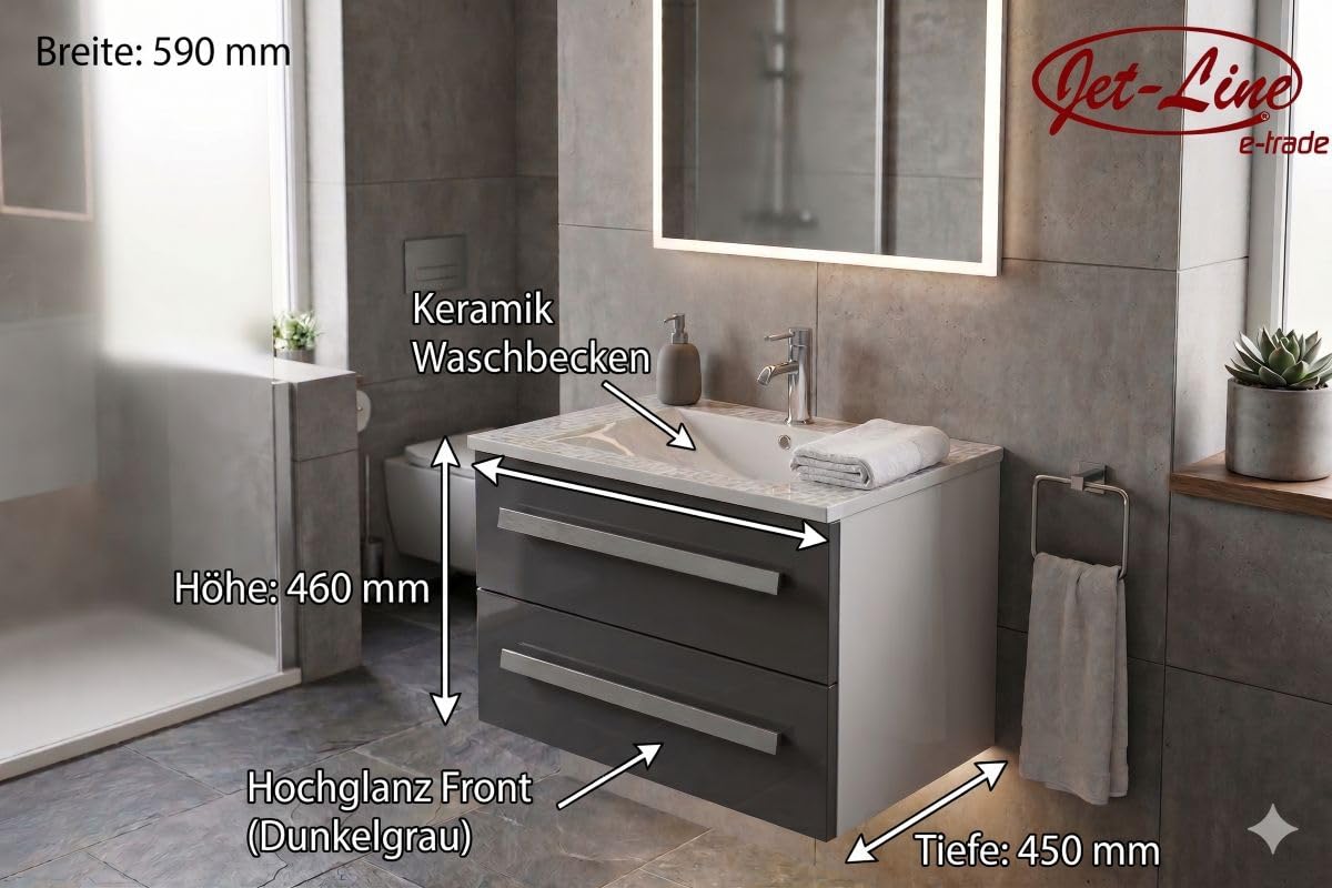 jet-line-arosa-ii-badset-59-cm-grau-hochglanz-mit-keramik-waschbecken image 2
