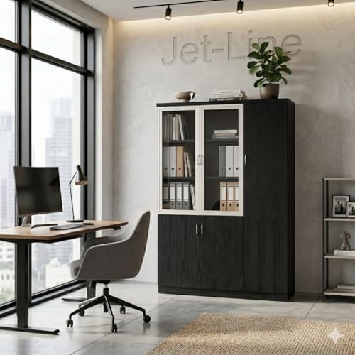 jet-line-aktenschrank-dortmund-120x42x200-cm-schwarz-holzoptik image 5