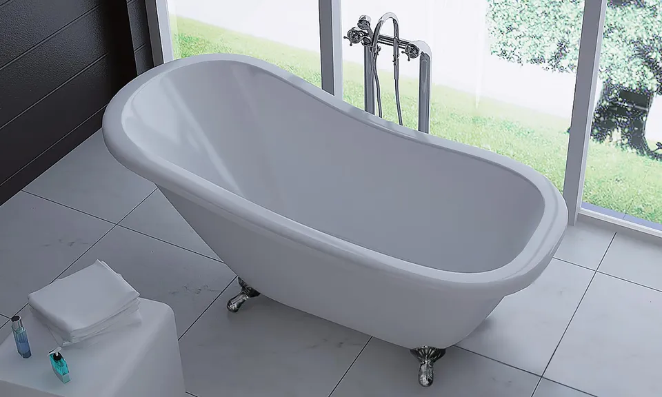 jet-line-queen-design-badewanne-freistehend-170x80-cm-wei-mit-klauenf-en-silber image 1