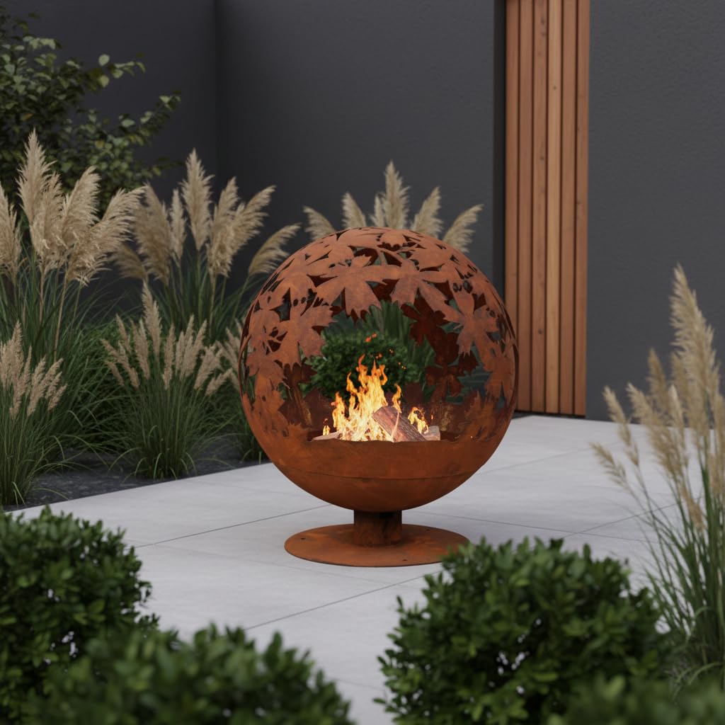 jet-line-world-firebowl-kugel-feuerstelle-rostoptik-bl-tter-58-x-58-x-66-cm-stah image 5
