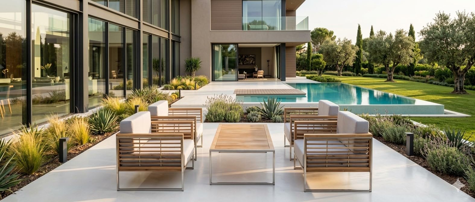 jet-line-artemis-ii-garten-lounge-set-4-sessel-tisch-edelstahl-akazienholz image 1