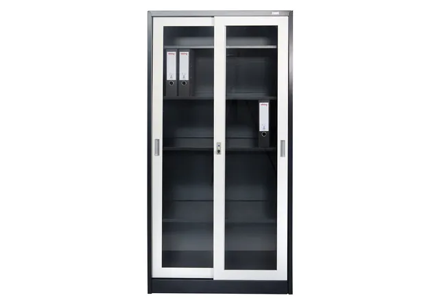 jet-line-aktenschrank-st-petersburg-90x40x185-cm-dunkelgrau-wei-glas-schiebet-re image 1