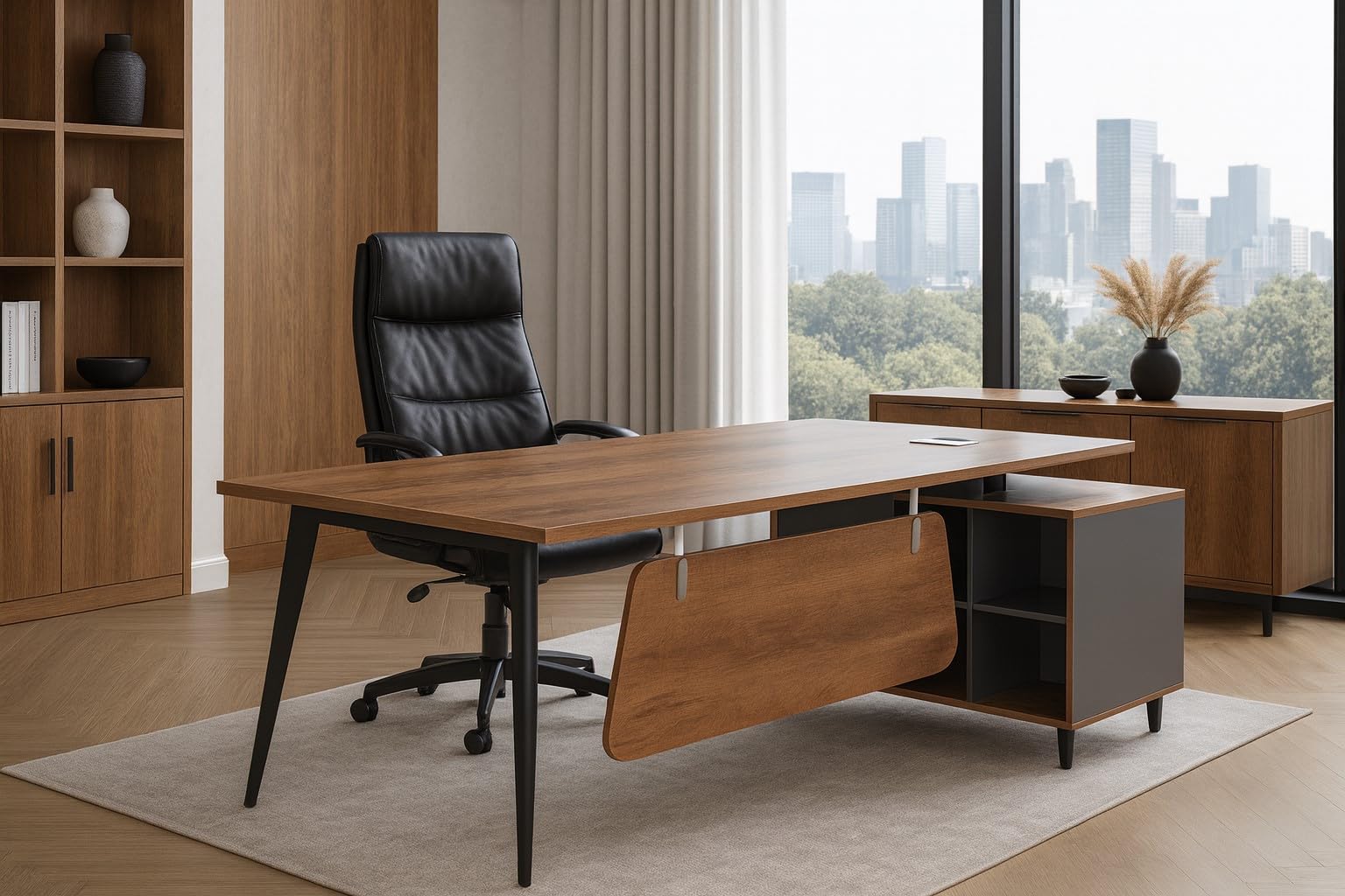 jet-line-san-paulo-2m-winkelschreibtisch-mit-sideboard-chefschreibtisch-nussbaum image 6