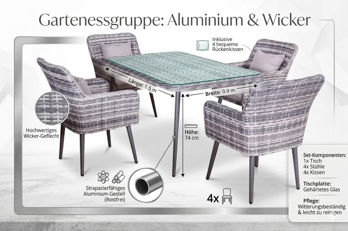 jet-line-lima-gartenm-bel-set-essgruppe-grau-polyrattan-4-st-hle-tisch-150-cm image 3