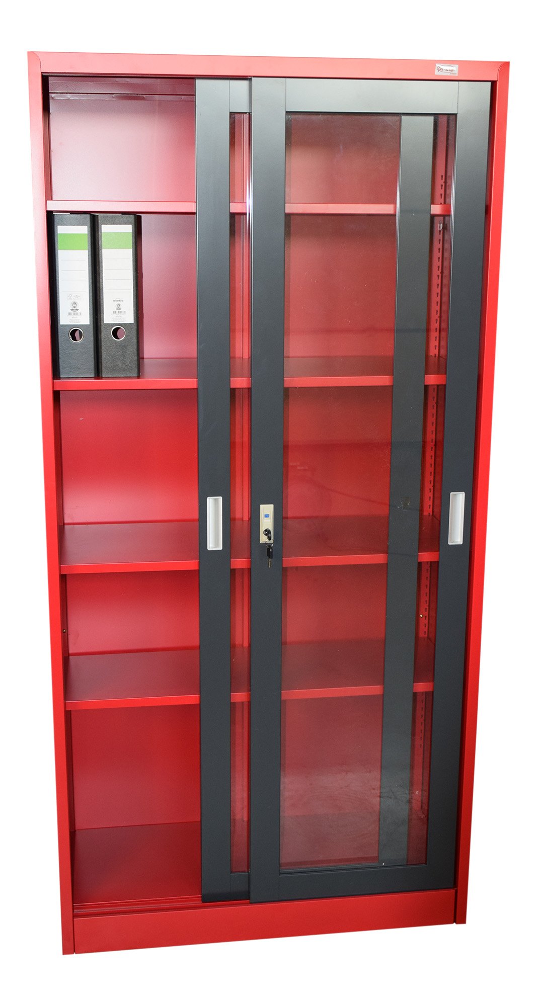jet-line-aktenschrank-st-petersburg-90x40x185-cm-dunkelgrau-rot-glas-schiebet-re image 4
